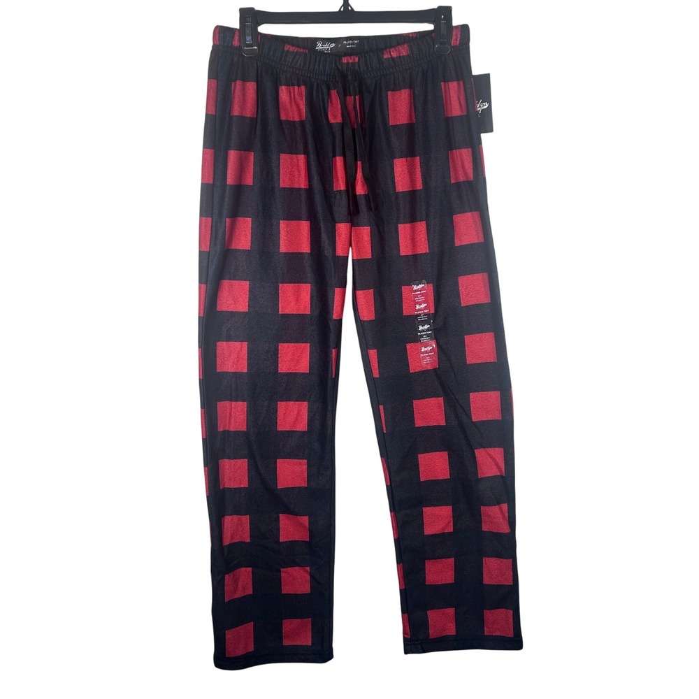 Brooklyn Cloth Mens‎ Pajama Pants Red Black Buffalo Plaid Fleece Size Small NEW